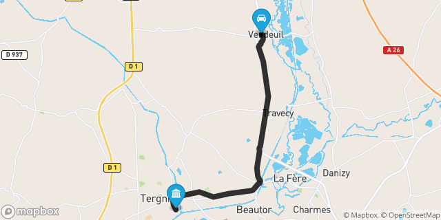 Itinéraire vers Tergnier