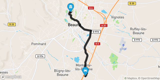 Itinéraire vers Beaune