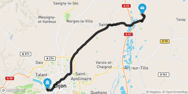 Itinéraire vers Dijon