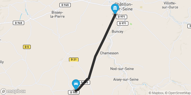 Itinéraire vers Châtillon-sur-Seine