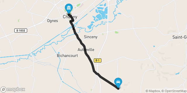 Itinéraire vers Chauny