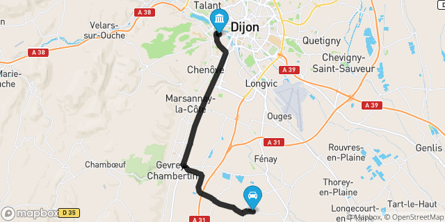 Itinéraire vers Dijon