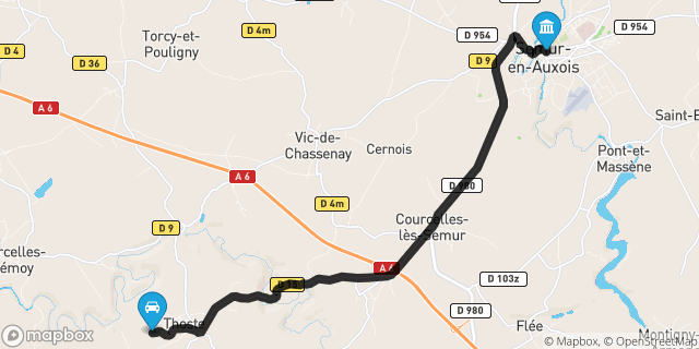 Itinéraire vers Semur-en-Auxois
