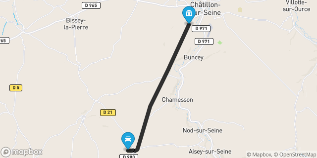 Itinéraire vers Châtillon-sur-Seine