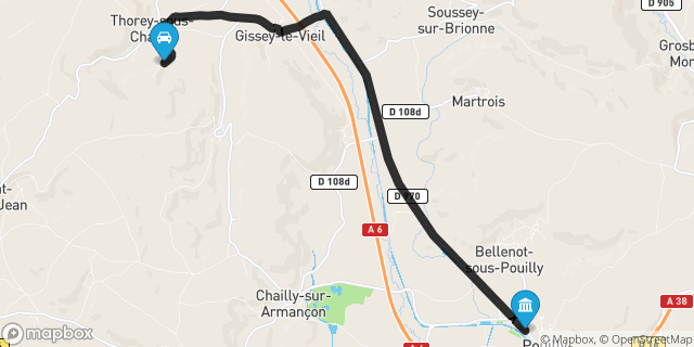 Itinéraire vers Pouilly-en-Auxois