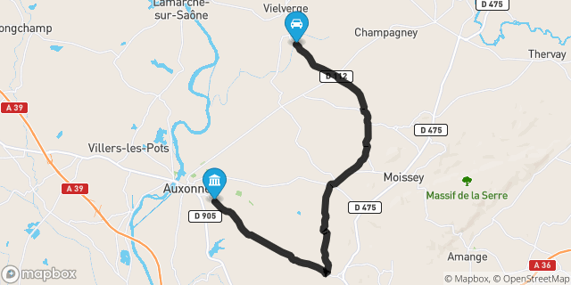 Itinéraire vers Auxonne