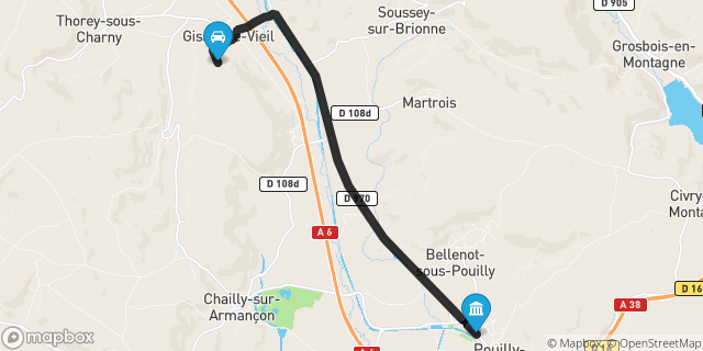 Itinéraire vers Pouilly-en-Auxois