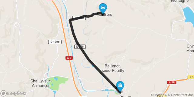 Itinéraire vers Pouilly-en-Auxois