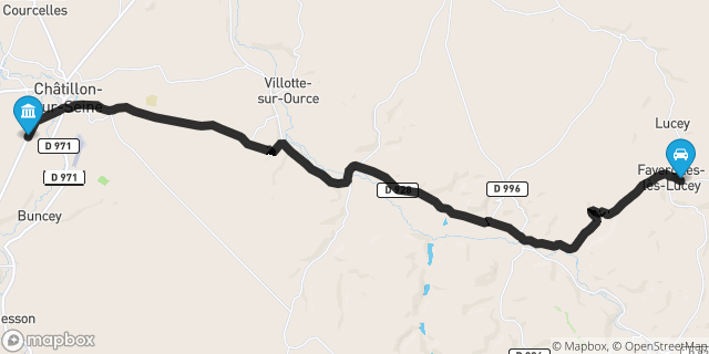 Itinéraire vers Châtillon-sur-Seine