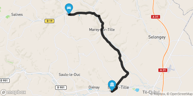 Itinéraire vers Is-sur-Tille