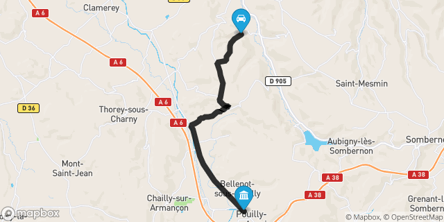 Itinéraire vers Pouilly-en-Auxois