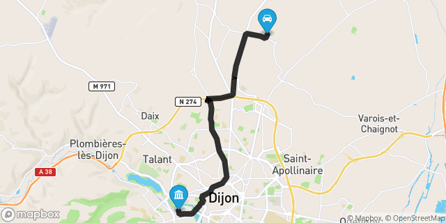Itinéraire vers Dijon