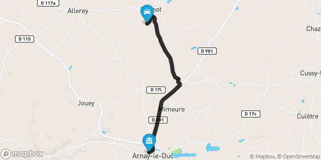 Itinéraire vers Arnay-le-Duc