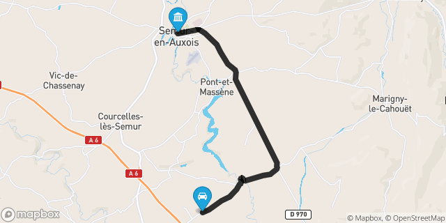 Itinéraire vers Semur-en-Auxois
