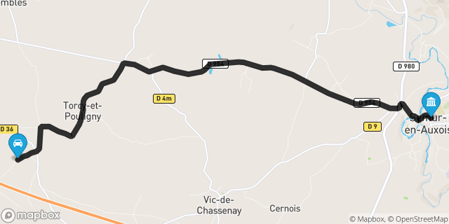 Itinéraire vers Semur-en-Auxois