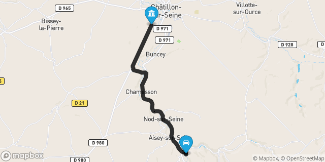 Itinéraire vers Châtillon-sur-Seine