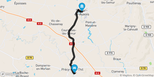 Itinéraire vers Semur-en-Auxois
