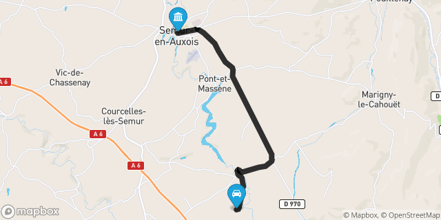 Itinéraire vers Semur-en-Auxois