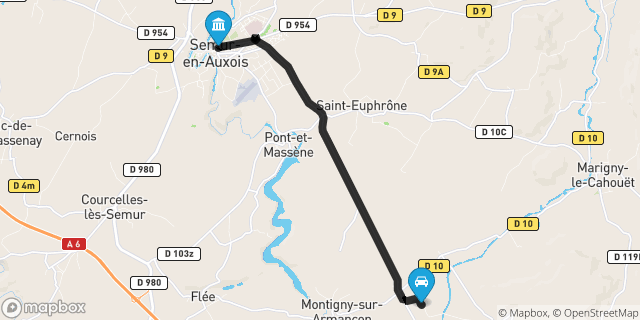 Itinéraire vers Semur-en-Auxois