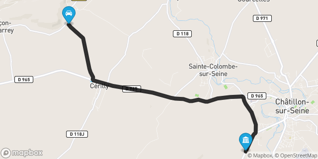 Itinéraire vers Châtillon-sur-Seine