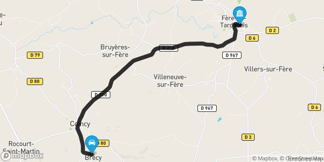 Itinéraire vers Fère-en-Tardenois