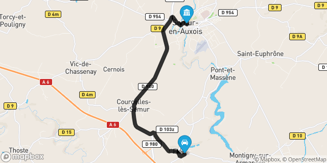 Itinéraire vers Semur-en-Auxois
