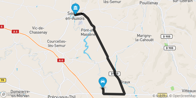 Itinéraire vers Semur-en-Auxois