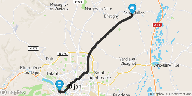 Itinéraire vers Dijon