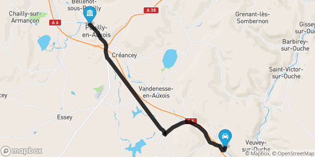 Itinéraire vers Pouilly-en-Auxois