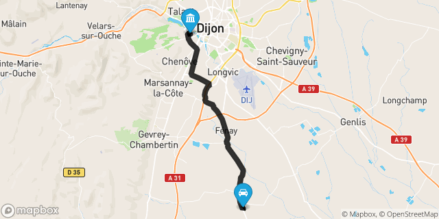 Itinéraire vers Dijon