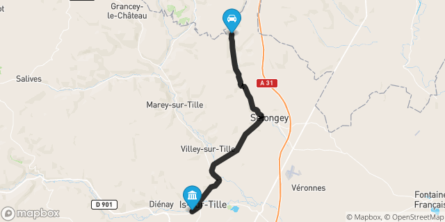 Itinéraire vers Is-sur-Tille