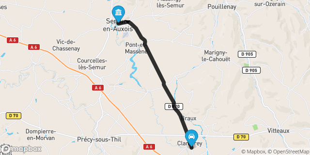 Itinéraire vers Semur-en-Auxois
