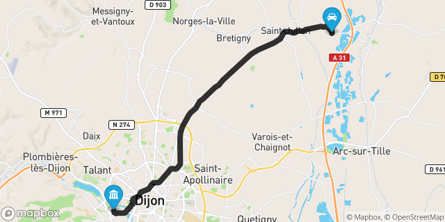 Itinéraire vers Dijon