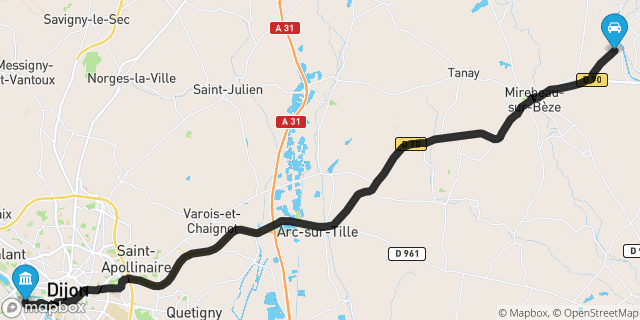 Itinéraire vers Dijon