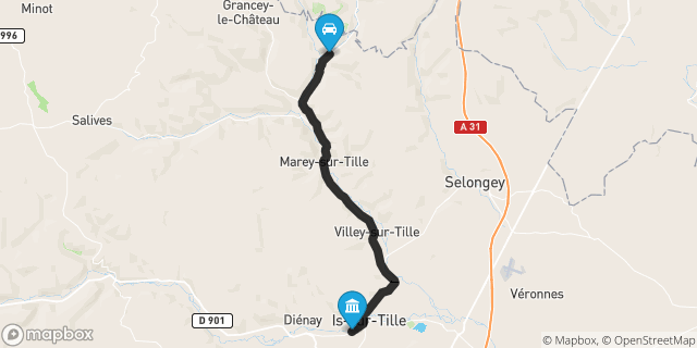 Itinéraire vers Is-sur-Tille