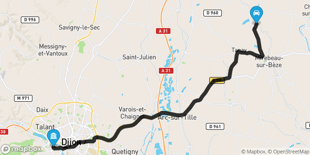 Itinéraire vers Dijon