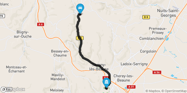 Itinéraire vers Beaune