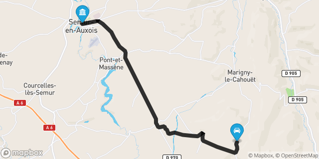 Itinéraire vers Semur-en-Auxois