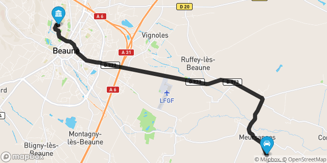 Itinéraire vers Beaune
