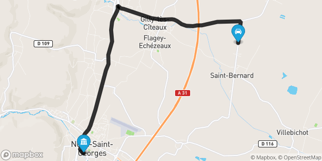 Itinéraire vers Nuits-Saint-Georges