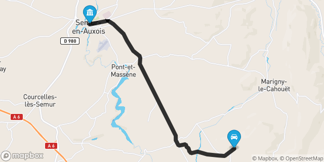 Itinéraire vers Semur-en-Auxois