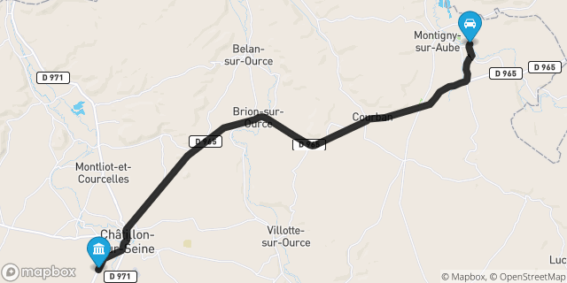 Itinéraire vers Châtillon-sur-Seine