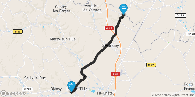 Itinéraire vers Is-sur-Tille