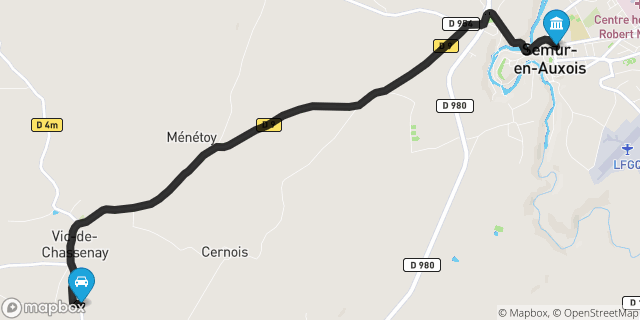 Itinéraire vers Semur-en-Auxois
