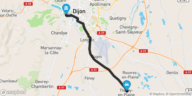Itinéraire vers Dijon