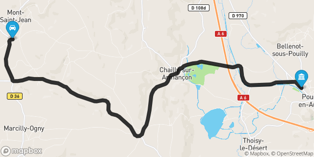 Itinéraire vers Pouilly-en-Auxois