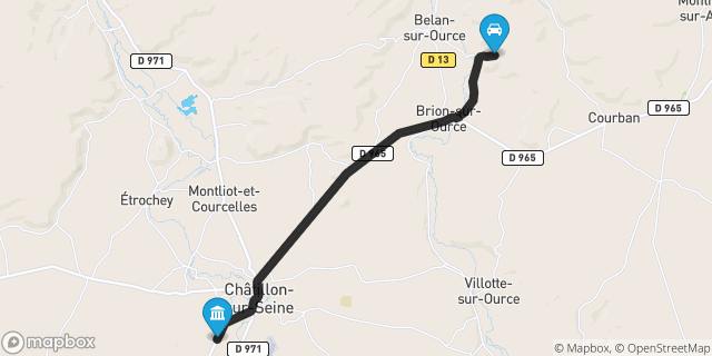Itinéraire vers Châtillon-sur-Seine