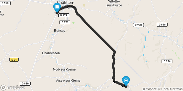 Itinéraire vers Châtillon-sur-Seine