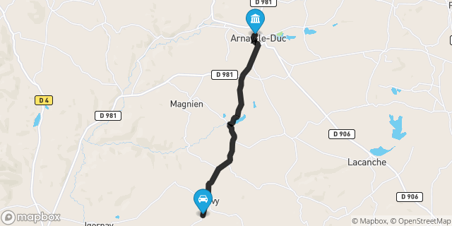 Itinéraire vers Arnay-le-Duc