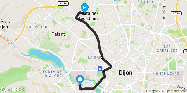 Itinéraire vers Dijon